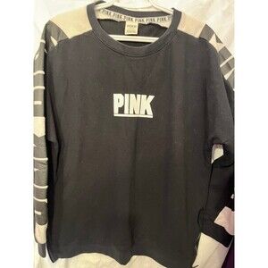 VS Pink Sweatshirt Black/ Gray Zippers on the Sides at Hem